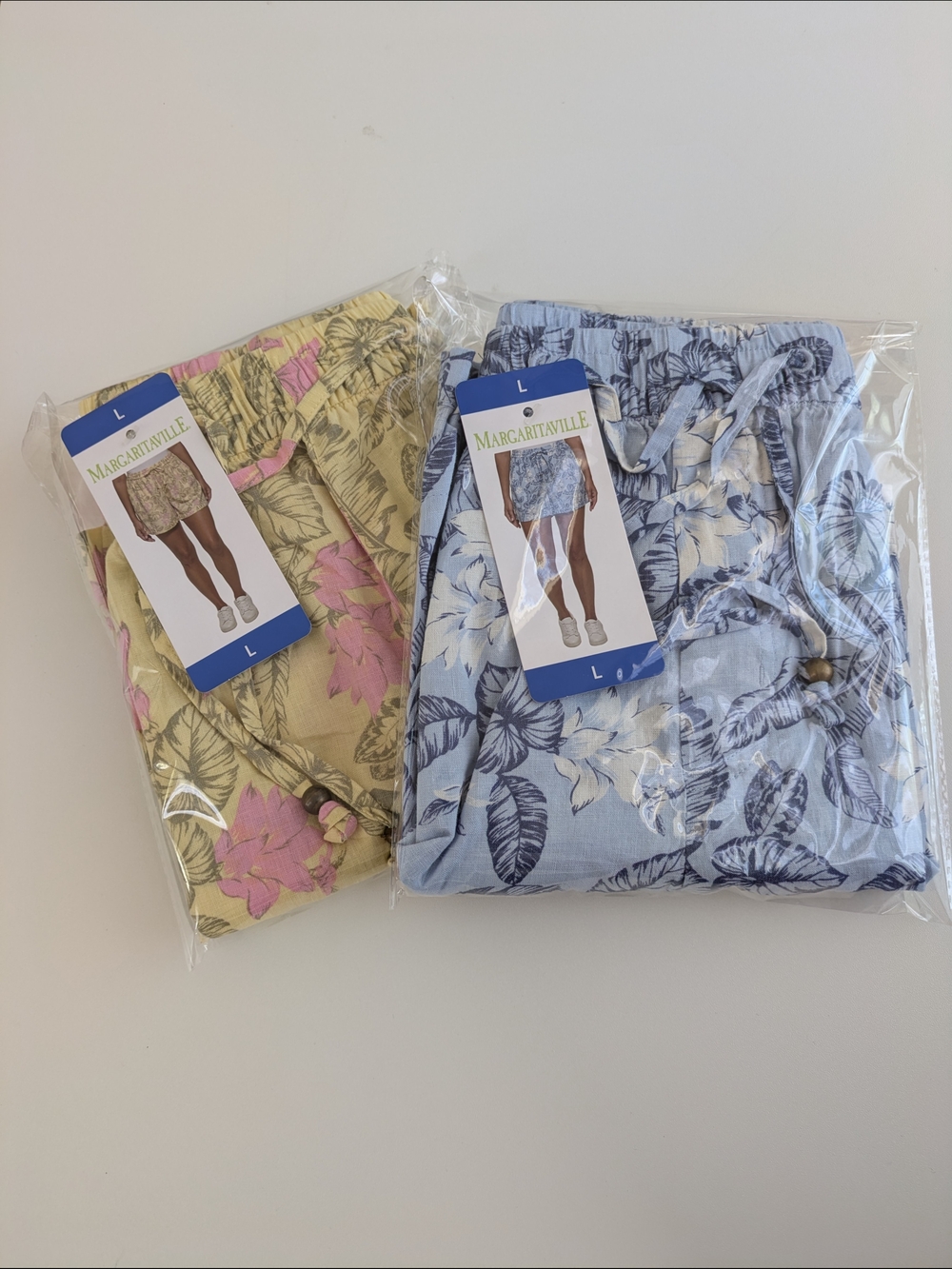 Margaritaville Floral Drawstring Shorts - Yellow & Light Blue